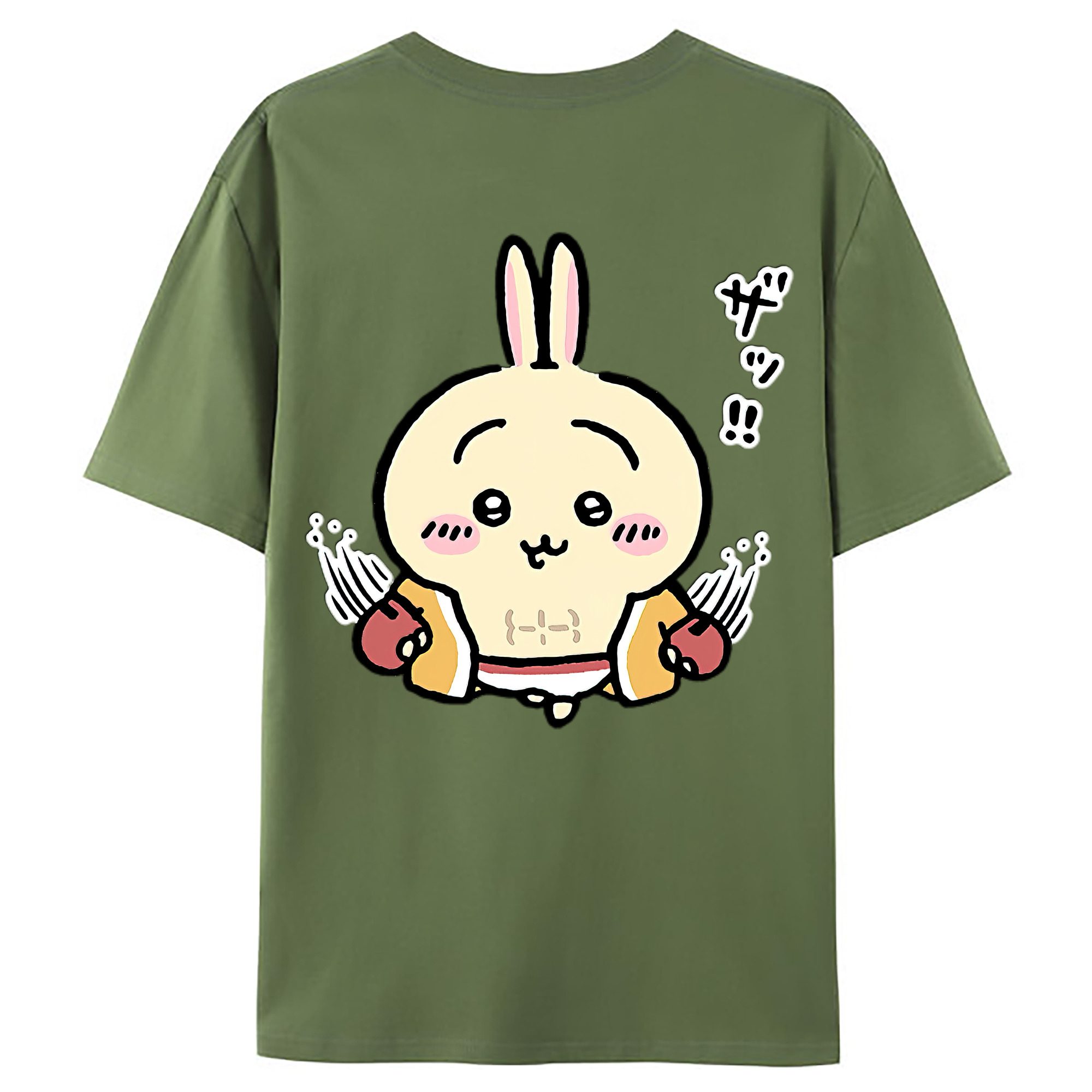 （画像用） ちいかわ うさぎ Chii-kawa usagi 綿100％ メンズ半袖Tシャツ（バックプリント） 通気性